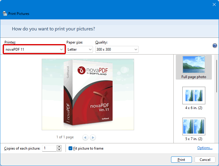 Create PDF from Windows photo viewer - 2