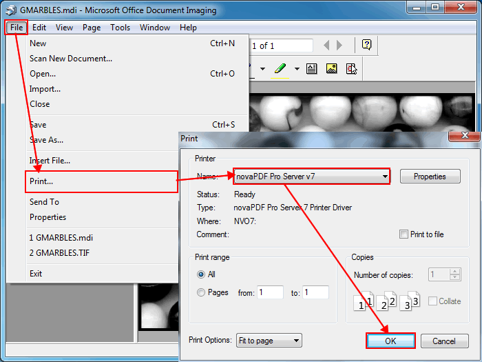 Convert from MDI (Microsoft Document Imaging) to PDF - novaPDF
