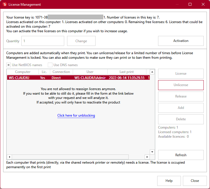 Blocked license management Blocked license management